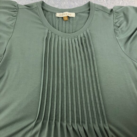 DownEast Sea Green Pintuck Short Sleeve Midi Dress Rayon/Spandex Size XS - Picture 3 of 10